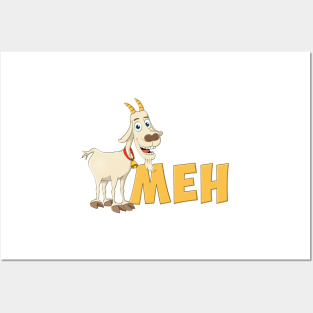 Illustration of a cheerful goat and the word MEH Posters and Art
